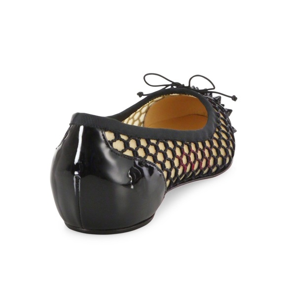 Christian Louboutin Spiked Patent Leather & Mesh Flats - Picture 3 of 11